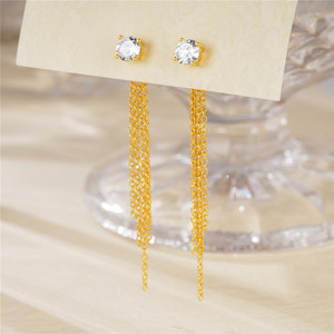 CANNER Pendientes Largos de Plata 925 con Borlas y Cadena, Chapados en Oro de 18K, para Mujer y Niña, Ideales para Fiestas - Product Image 2