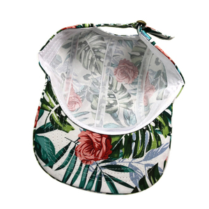 Chapeaux de baseball unisexes à bord plat en polyester imprimé de <span class=keywords><strong>fleurs</strong></span> vintage à 5 panneaux Casquette de camp personnalisée avec vos personnages brodés <span class=keywords><strong>d</strong></span>'étiquette - Product Image 4