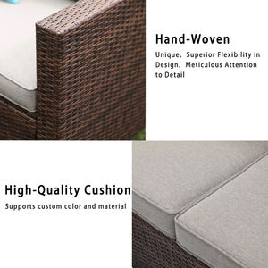 طقم أريكة فاخر للحدائق الخارجية مقاوم للعوامل الجوية، أثاث استرخاء من الراتان الصناعي، طقم أريكة زاوية خارجية مع طاولة - Product Image 6