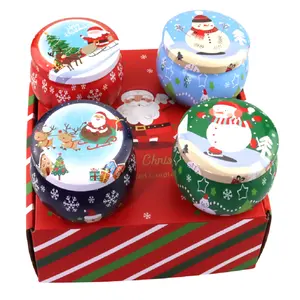 Atacado Aroma Soy Wax Tin Candle Fabricação Profissional de Alta Qualidade Natal Luxo Scented Tin Candles Gift Sets