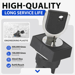 16mm rechthoekige sleutel draaischakelaar 5A kunststof sleutelvergrendeling 2-weg <span class=keywords><strong>3</strong></span>-weg SPDT DPDT 2NO2NC apparatuurkeuzeschakelaar - Product Image 2