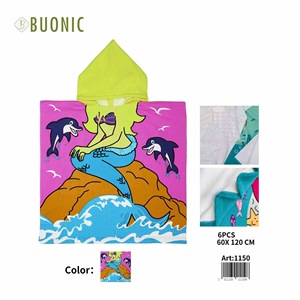 Poncho da spiaggia con cappuccio Buonic Mermaid 60x120 cm per bambini, copricostume - Product Image 1