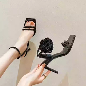 6CM/8CM/3CM Flower Tacones Altos New Fashion Women Summer High Quality Low Sandals <b>Heels</b> - Product Image 2