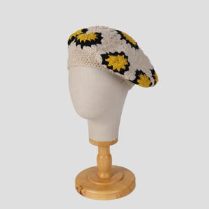 Syh1163 hiver <span class=keywords><strong>tricot</strong></span>é à la main fleur maintien au chaud petit chapeau de <span class=keywords><strong>laine</strong></span> femmes automne et hiver <span class=keywords><strong>grosse</strong></span> tête béret - Product Image 5