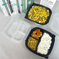 Best-seller Boîte à lunch jetable à clapet à 3 compartiments Chauffage micro-ondes portable à emporter pour nouilles pain de qualité alimentaire