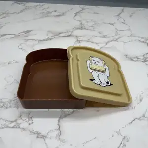 三明治微波炉塑料食品容器卡通风格深黄色动物便当2022带盖饭盒