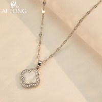 Colliers et Chaînes de Mode Ajustables en Plaqué Or 18 Carats, avec Pendentif Trèfle, Bijoux Amicaux Simples et de Luxe Léger pour Femmes