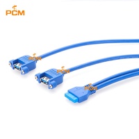 Kabel Header Motherboard 20Pin IDC ke USB3.0 Tipe A 2 Port Panel Mount 5Gbps Gen 1 1.6ft 0.5m Adaptor Pelat Slot Profil Rendah