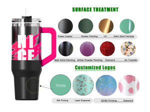 Tumbler perjalanan baja tahan karat 40oz Logo kustom dengan pegangan berbagai macam warna - Product Image 5