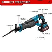 Scie sabre électrique sans fil 1500W pour la coupe de tuyaux en bois métallique avec 4 lames pour batterie Makita 18v