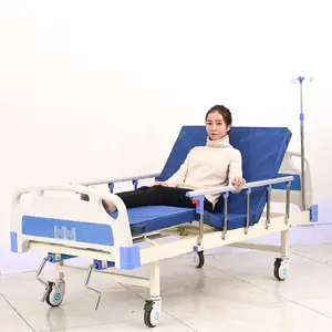 Economic Hospital Room Furniture Adjustable Stainless Steel ABS 2 2 Crank Manual Patient Nursing Bed