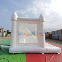 Château gonflable commercial pour fêtes et mariages en extérieur, toboggan gonflable blanc, fosse à balles, matériau PVC, capacité 500 kg, garantie 3 ans