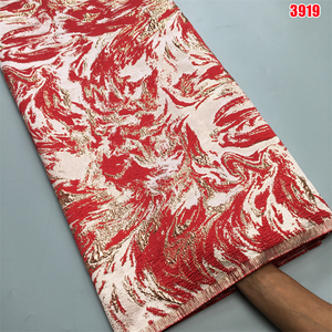 Tissu en dentelle brodée française de haute qualité 3919, tissu en dentelle <span class=keywords><strong>jacquard</strong></span> africain damassé doré 2024 pour robe de soirée femme - Product Image 6