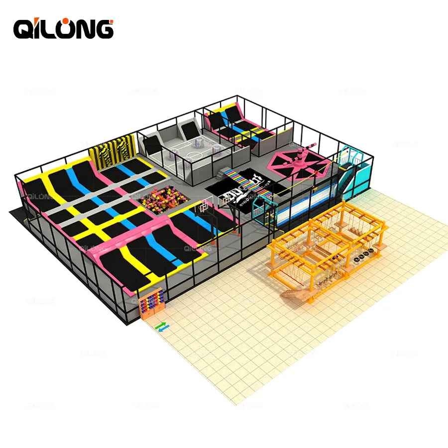 실내 트램폴린 공원 장비 닌자 코스 상업 판매