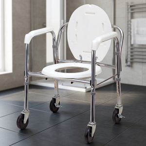 Silla de Baño Plegable de Acero con Respaldo de 20.5'' de Ancho, Altura Ajustable de 18'' a 22'' - Product Image 3