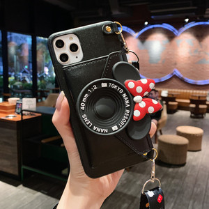 Dessin animé caméra téléphone sac Silicone bandoulière Sling <span class=keywords><strong>Mickey</strong></span> <span class=keywords><strong>portefeuille</strong></span> étui de téléphone pour Iphone 15 14 Plus 13 Pro Max 12 11 Xr couverture arrière - Product Image 3