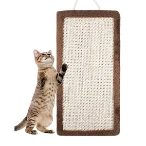 Rascador de gatos con logotipo personalizado, almohadilla colgante de pared, alfombrilla de Sisal de felpa para rascar, gato