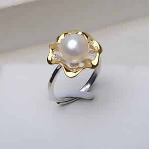 Bague en argent S925 à motif de fleur ouverte, 7-9 perles, accessoires de bijoux, plateau vide semi-fini amovible, bague de séparation de couleur - Product Image 1