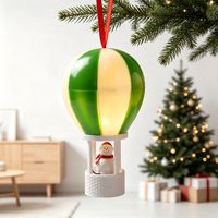 Décoration de Noël en gros : Ballon à air chaud lumineux avec Père Noël et Bonhomme de neige à l'intérieur, pendentif LED scintillant pour sapin de Noël, idéal pour les fêtes.