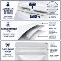 Bolsa de Mylar a Prueba de Niños con Cierre de Seguridad Certificado ASTM D3475, a Prueba de Olores y Humedad, de 3.5g, 7g y 28g para Productos Medicinales Secos