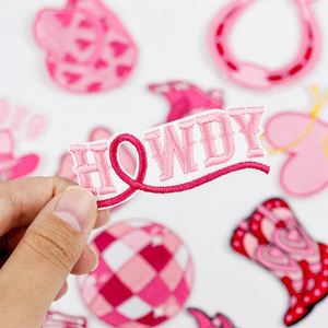 Nuevo parche bordado termoadhesivo rosa con diseños de Howdy, Botas de vaquera, Herradura, Yall, Rodeo y Mamá para decoración de ropa, sombreros y bolsos - Product Image 3