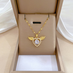 Nouveau Cupidon <span class=keywords><strong>Ange</strong></span> Ailes Amour Collier Femmes Moving Petites Ailes Gland Pendentif Collier Chaîne - Product Image 1
