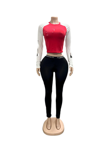 PEEQI FC1561 Set Trendy da <span class=keywords><strong>Donna</strong></span>: Camicia Stampata e Leggings, Completo Casual <span class=keywords><strong>di</strong></span> Design in Due Pezzi - Product Image 5