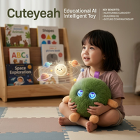 Jouet en peluche intelligent AI vert forêt, connecté, avec contrôle par application, multilingue, compagnon éducatif pour enfants d'âge préscolaire, rechargeable USB-C