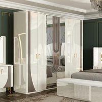Ensemble de Meubles de Chambre à Coucher Luxueux Classique Complet en Bois Double Cadre avec Rangement pour Maison Moderne, Style Villa Royale Blanche, Taille King