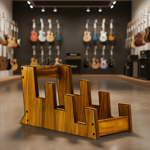 Supporto per Chitarre Multipli a 3 Posti in Legno, Espositore per Palco, Marca DEDO, in Noce Nero Ecologico, per <span class=keywords><strong>Chitarra</strong></span> Elettrica e Basso MA-32B - Product Image 1