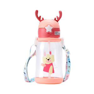 แก้วน้ำเด็ก ลายเขากวาง ขนาดใหญ่ ดีไซน์การ์ตูน พร้อมฝาปิดและสายสะพายสำหรับเด็ก - Product Image 2