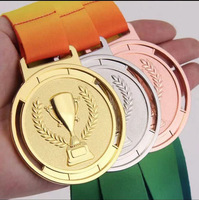 Médaille de récompense personnalisée en alliage de zinc or, argent, bronze avec ruban, trophée moulé sous pression 3D, couronne de blé, médaille en métal pour compétition sportive