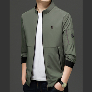 เสื้อโค้ทผู้ชายสำหรับฤดูใบไม้ผลิและฤดูใบไม้ร่วง คอปกสีพื้นแบบใหม่ ซิปติด  สำหรับวัยรุ่นและวัยกลางคน สไตล์เบสบอล  ลำลองแบบธุรกิจ สวมใส่สบาย - Product Image 3