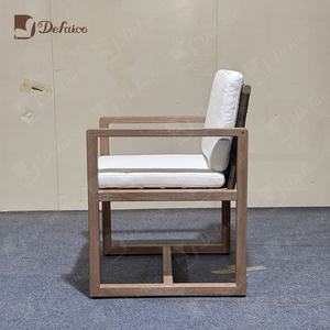 Sedia Semplice <span class=keywords><strong>da</strong></span> Esterno in Legno Massello <span class=keywords><strong>con</strong></span> <span class=keywords><strong>Schienale</strong></span> Intrecciato Cuscino Impermeabile e Braccioli Sedia <span class=keywords><strong>da</strong></span> <span class=keywords><strong>Giardino</strong></span> - Product Image 5
