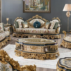 أريكة أثاث من القماش العتيق بتصميم خشبي منحوت على الطراز الأوروبي الملكي - Product Image 2