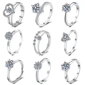 152 Groothandelsprijs Fijne Sieraden 925 Sterling Zilver Briljant Gesneden 1 Ct Vvs1 Diamant Moissanite Trouwringen Voor Vrouwen