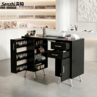 Table de manucure noire de luxe avec collecteur de poussière pour salon de beauté et spa