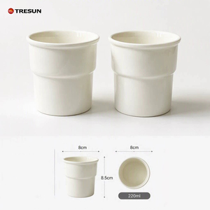 Mug à café en céramique blanche empilable en gros, tasse à latte en porcelaine avec logo personnalisé pour café, restaurant, cadeau promotionnel - Product Image 5