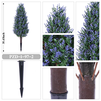 Arbre topiaire artificiel en lavande résistant aux UV de Ruopei, faux arbuste de lavande en pot avec piquet de sol pour la décoration