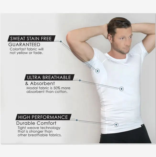 Ithalat avusturya modal yoga anti ter geçirmez büyük boy t gömlek koltukaltı sweatproof fanila özel artı boyutu erkek tişört