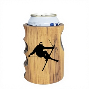 Refrigeratore per Birra in Legno con Design Sciatore, Adatto per Lattine e Bottiglie, Portatile, Prodotto negli USA - Product Image 1