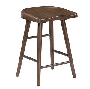 Brown Finish Modern Counter Height <b>Stools</b> <b>Set</b> of 2 Saddle Seat Sturdy Wood Frame Furniture for Hotel Dining Ergonomic Design - Product Image 4