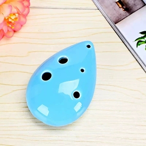 Ocarina en porcelaine émaillée unie à 6 trous, forme goutte d'eau, instrument de musique portable pour l'enseignement, vente en gros - Product Image 2
