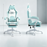 Chaise de bureau pivotante à dossier haut avec motif de chat de dessin animé mignon en relief, idéale pour les filles, avec accoudoirs réglables