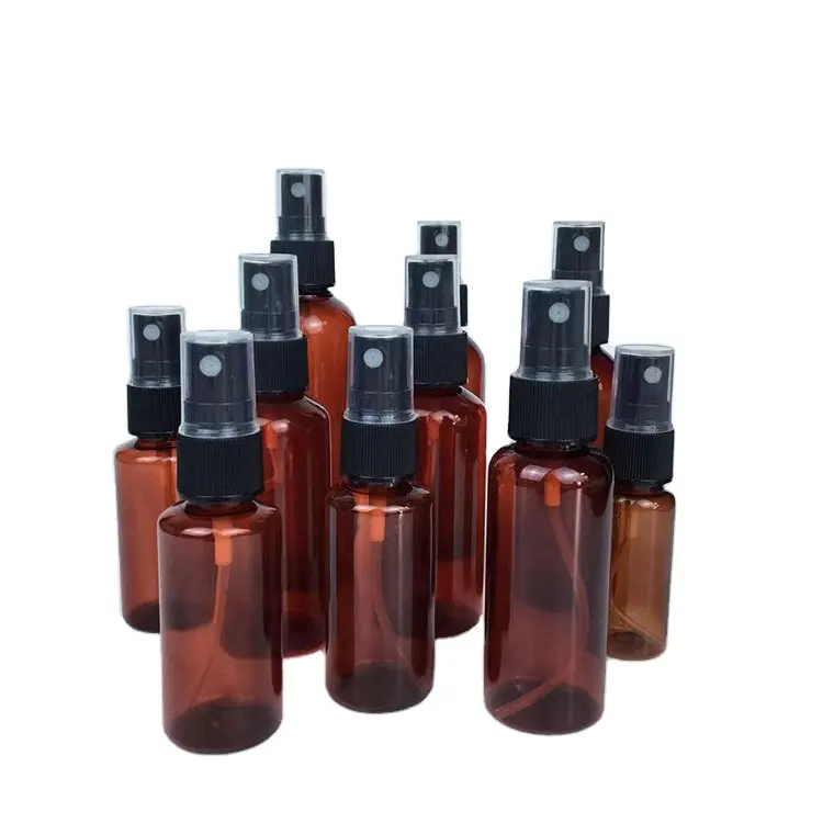 20ml 30ml 50ml 60ml 80ml 100ml Amber sprey şişesi şeffaf plastik parfüm şişesi Mini kozmetik sprey plastik şişe Atomizer