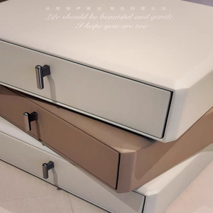 Leather Three Tier <b>Console</b> <b>Table</b> With <b>Storage</b> For Bedroom Modern Design - Product Image 2