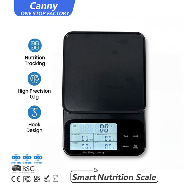 Smart Kitchen Scale 0.1g Blue tooth APP Food Scale with Nutritional Calculator Calorie Tracking 5kg OEM Factory