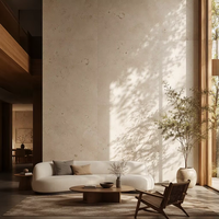 Dalle en pierre frittée beige Portland grand format 1200x2800mm avec traces fossiles pour mur, sol et plan de travail