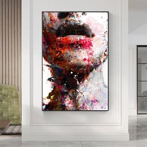 Toile <span class=keywords><strong>de</strong></span> <span class=keywords><strong>visage</strong></span> <span class=keywords><strong>de</strong></span> <span class=keywords><strong>femme</strong></span> abstraite colorée, peintures murales, affiches et imprimés d'art, Portrait d'art Pop, images pour décor <span class=keywords><strong>de</strong></span> salon - Product Image 2