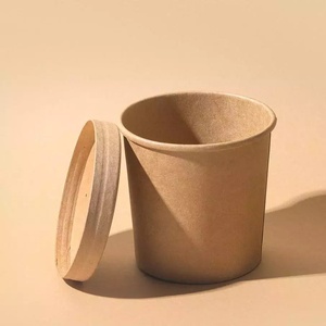 Bát Đựng Salad Bằng Giấy Thân Thiện Với Môi Trường Đóng Gói Thực Phẩm Có Nắp Cốc Giấy Dùng Một Lần Bán Sỉ, Hộp Đựng Thức Ăn Bằng Giấy Kraft Lấy Ra - Product Image 3